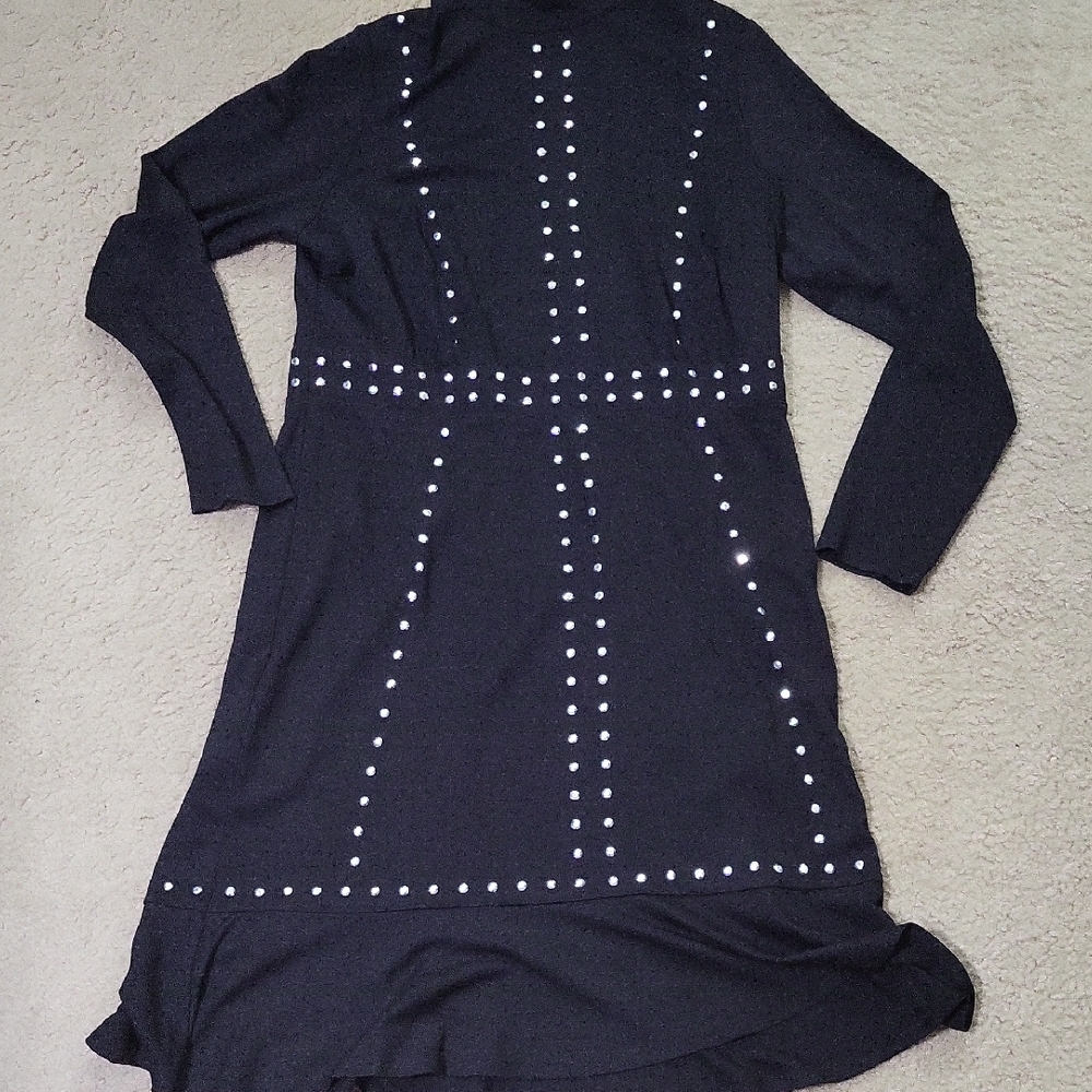 Lane Bryant Black Long Sleeve Studded Dress